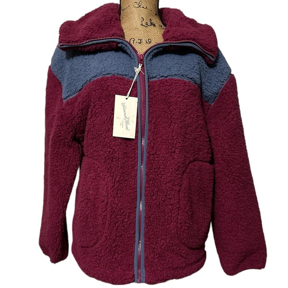 New Women's Faux Fur Sherpa Jacket‎ Purple Coat size Medium